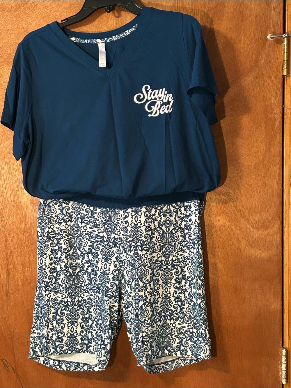 Cacique Navy Blue 'Stay in Bed' Short-Sleeve Pajama Set